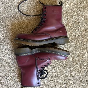 Dr. Martens 1460 Smooth Leather Lace Up Boots in Cherry Red Vintage Smooth